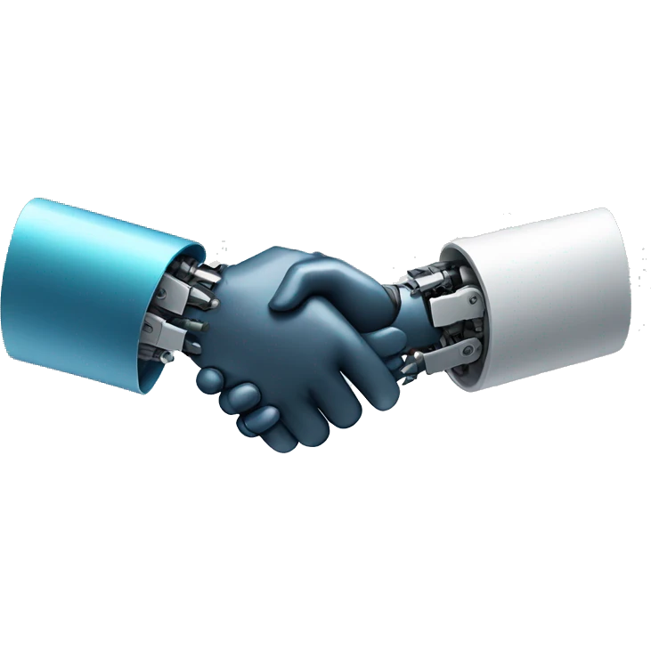 handshake with robot emoji