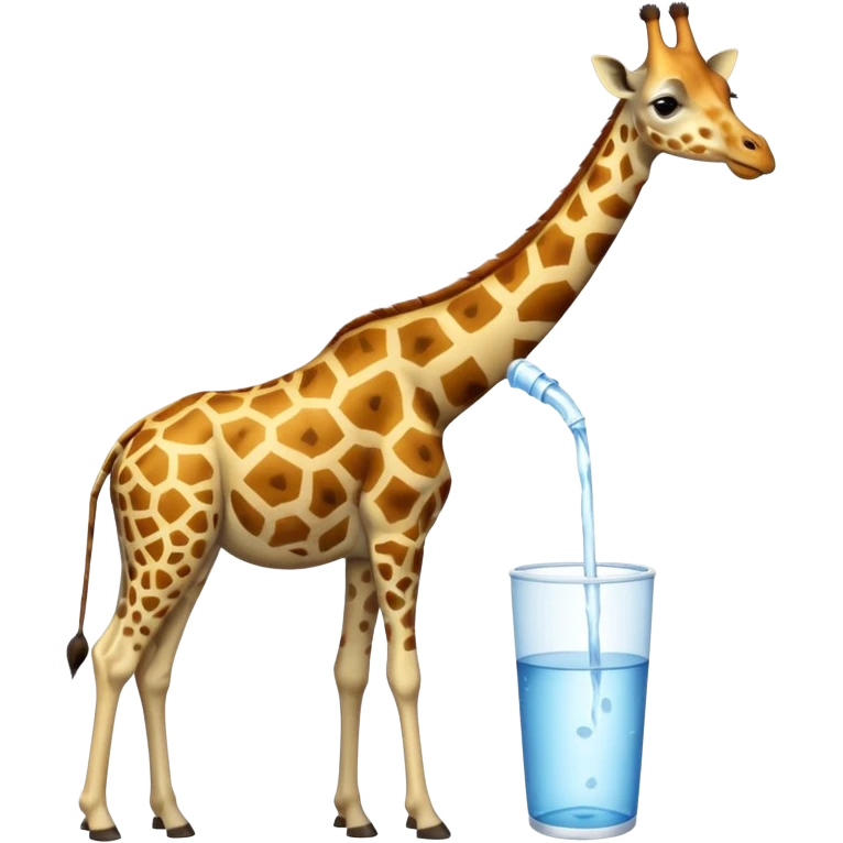 High resolution giraffe lean its neck to drink emoji
