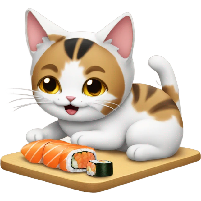 Cat eating sushi emoji