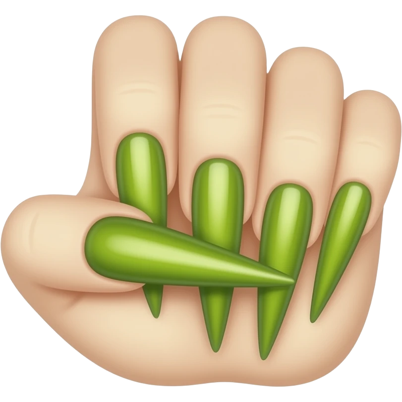 Hand emoji with long chartreuse green nail extensions emoji