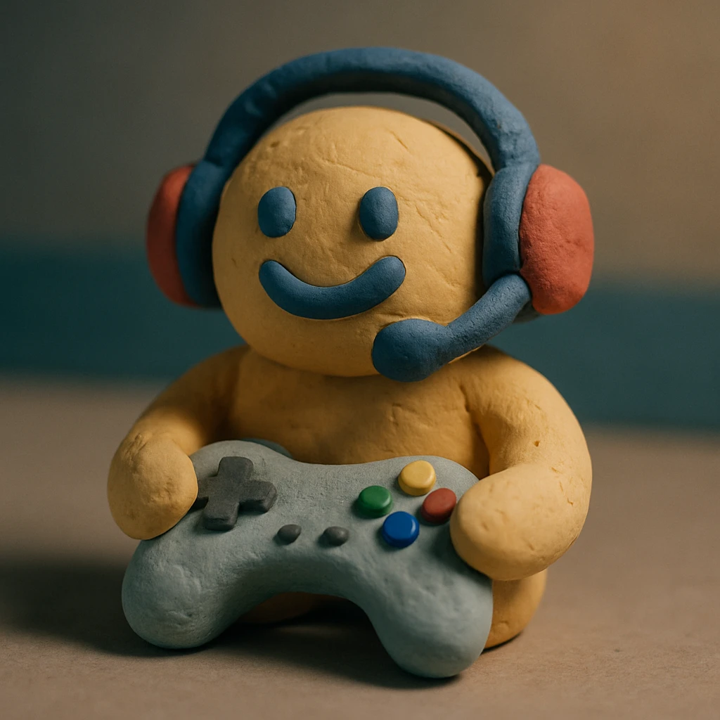 gaming mascot with a game controller and gaming headset emoji