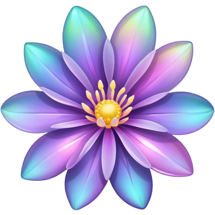Dark Pastel iridescent transparent glossy bio-luminescent flower emoji