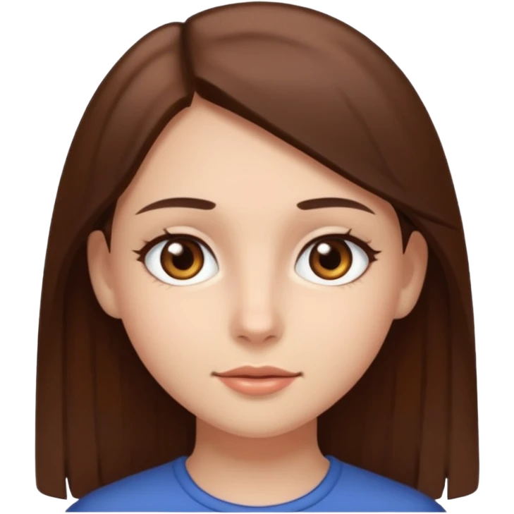 A girl with fair skin, brown eyes, and straight brown hair emoji