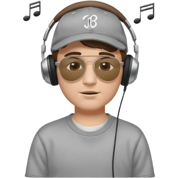 emojis.com dj-man-white-with-baseball-cap---rayban-sun-glasses-80s---brown-hair---closed-eyes-with-headphones-on-with-musical-note-over-head-(listening-to-music-)---eyes-closed-no-glasses---black-hat--musical-notes EYS c losed  grey sweatshirt emoji