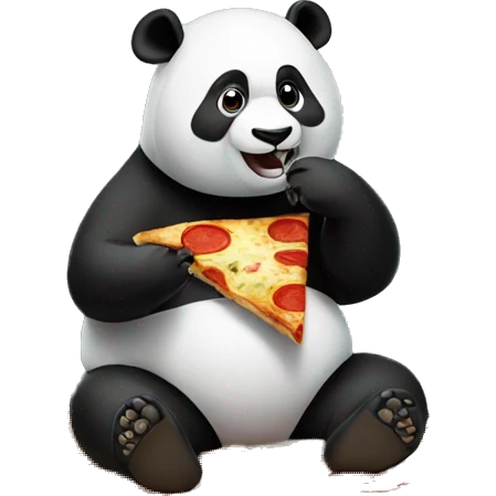 Panda sitting on a mountain eating a pizza  emoji