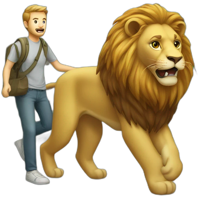 lion atacking tourist emoji