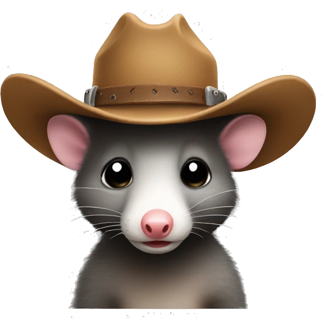 Possum wearing a cowboy hat emoji