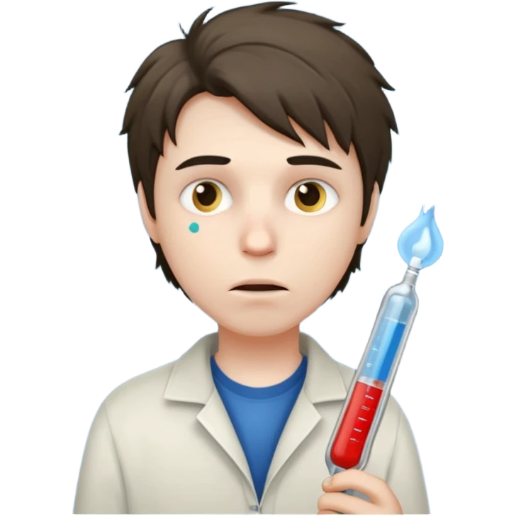 persona enferma con un termometro en la boca  pero que no tenga ropa de enferma  emoji