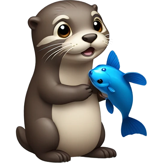 Otter holding a blue fish  emoji