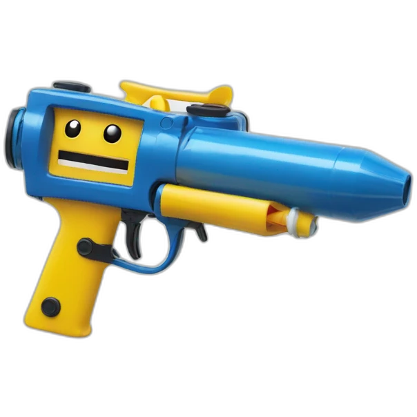 scared smiley metal water gun on head emoji