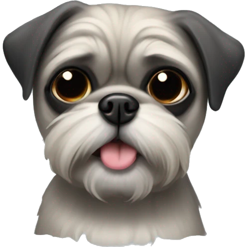 Shitzu pug mix breed dog with black and gray hair emoji