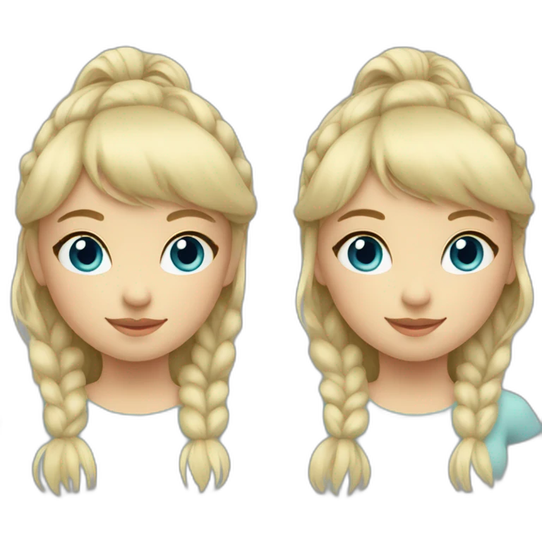Blonde little girl with bangs and blue/gray eyes and a ponytail emoji