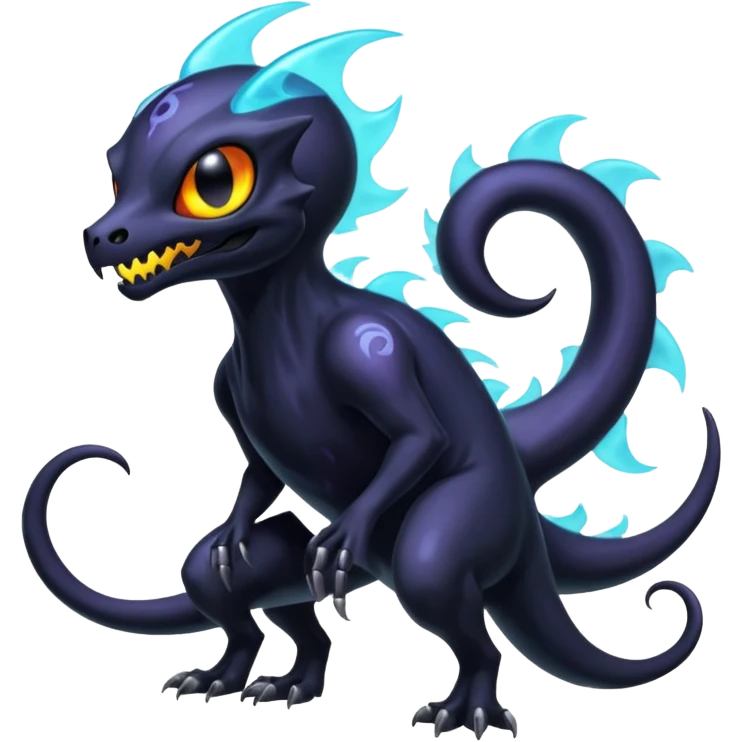 Shiny Futuristic Spooky Spectral Gastly Duskull-Salandit-Umbreon-Fakémon-hybrid-creature (full body)  emoji