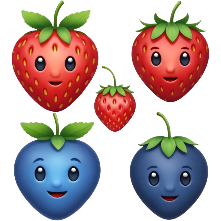 One strawberry, one blueberry, one cherry emoji