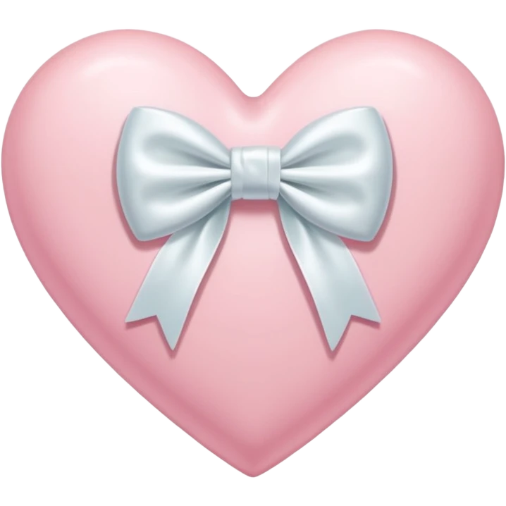 pastel pink heart featuring delicate white bow emoji