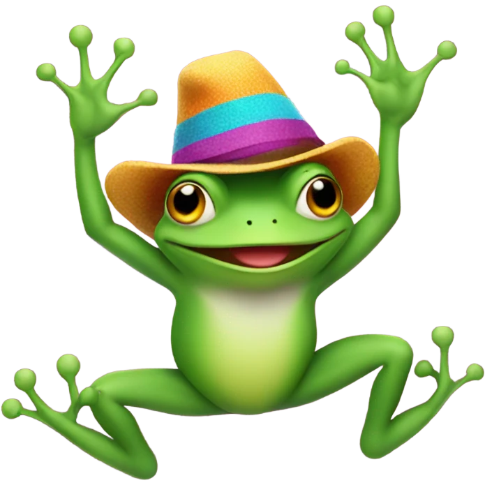Frog dancing in hat emoji