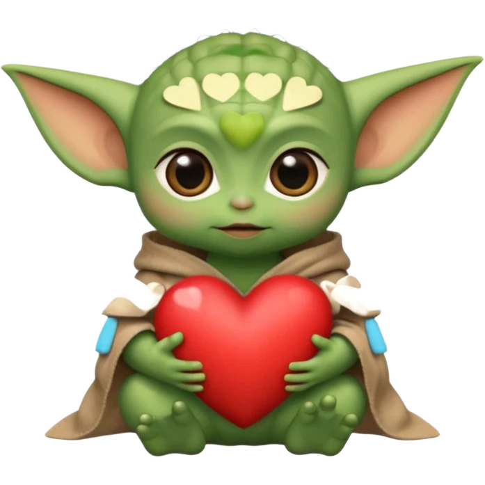 Baby yoda with heart emoji