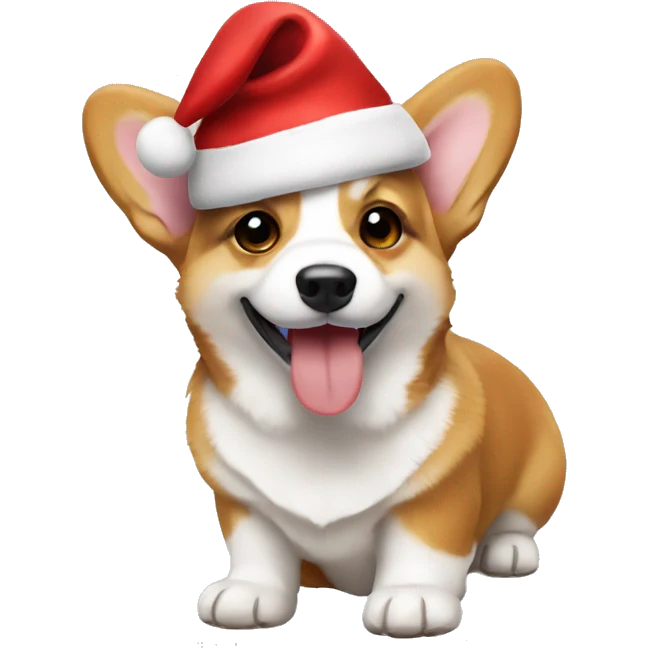 corgi puppy wearing santa hat emoji
