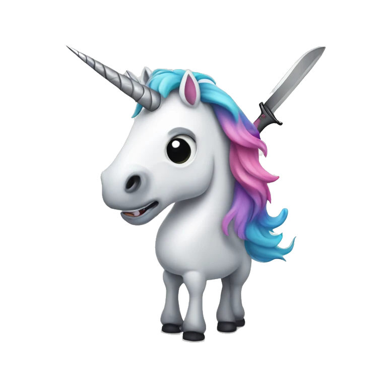 unicorn holding knife emoji