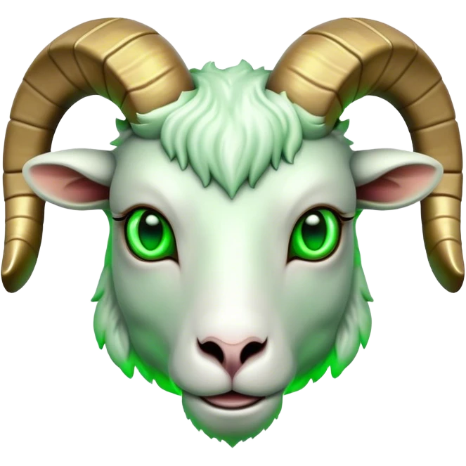 Cybornetic Ram(Goat) head green glowing eyes emoji