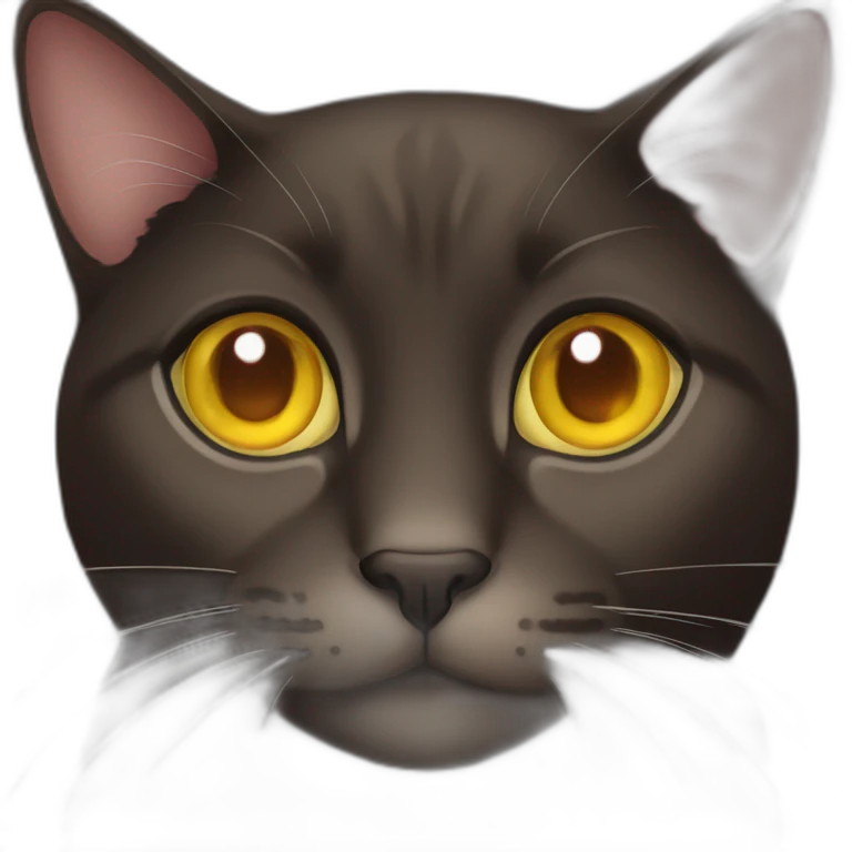 Dark brown cat, yellow eyes, heart shaped eyes emoji