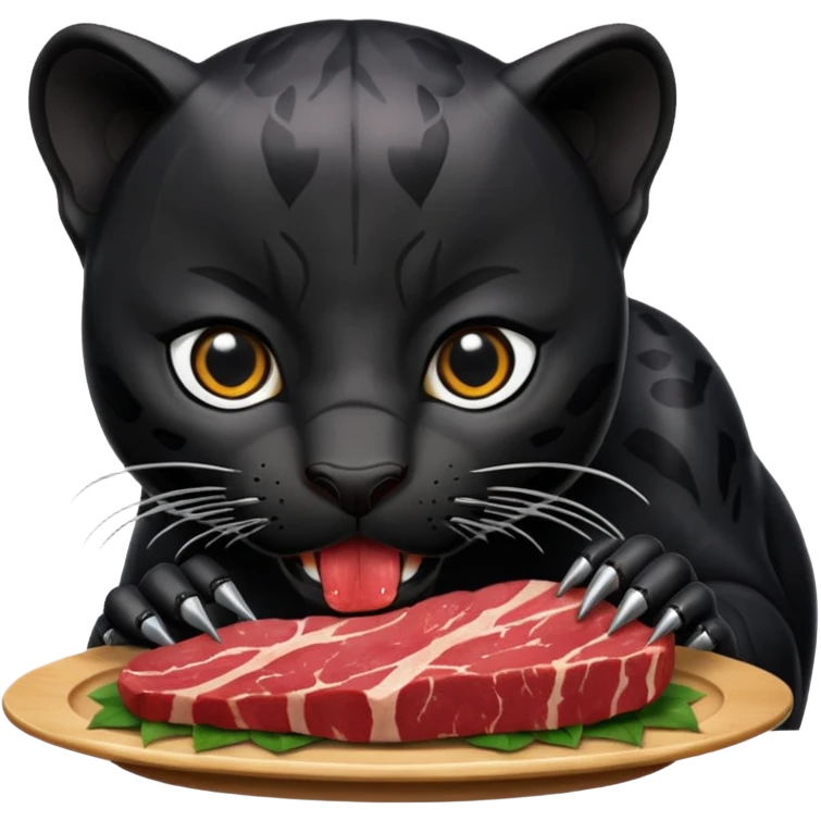 Black panther eating meat emoji
