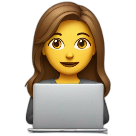woman with coffee cup top of the head on a laptop emoji
