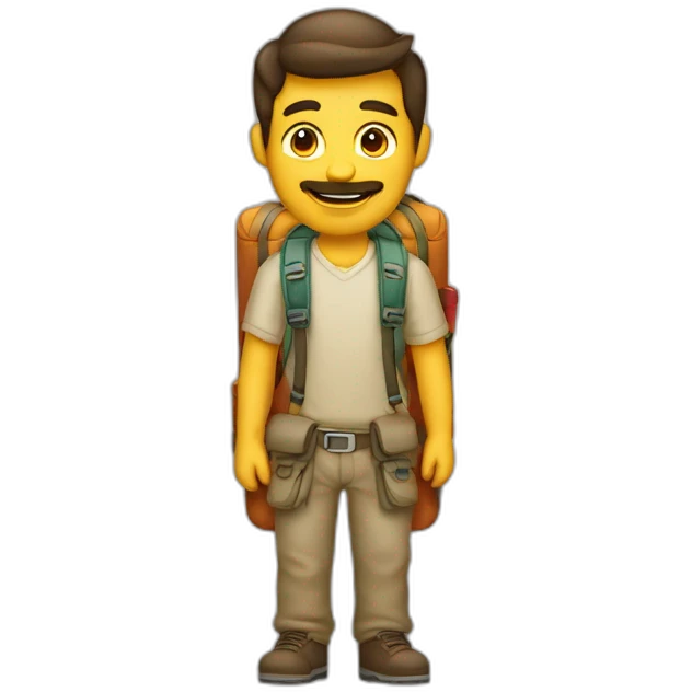 Hombre con mochila de viaje emoji