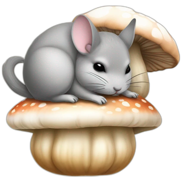 chinchilla sleeping on top of mushroom emoji
