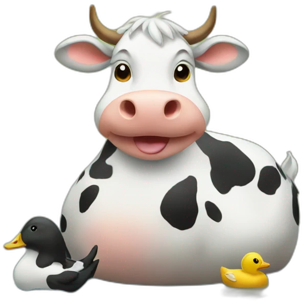 cow sitting on a duck emoji