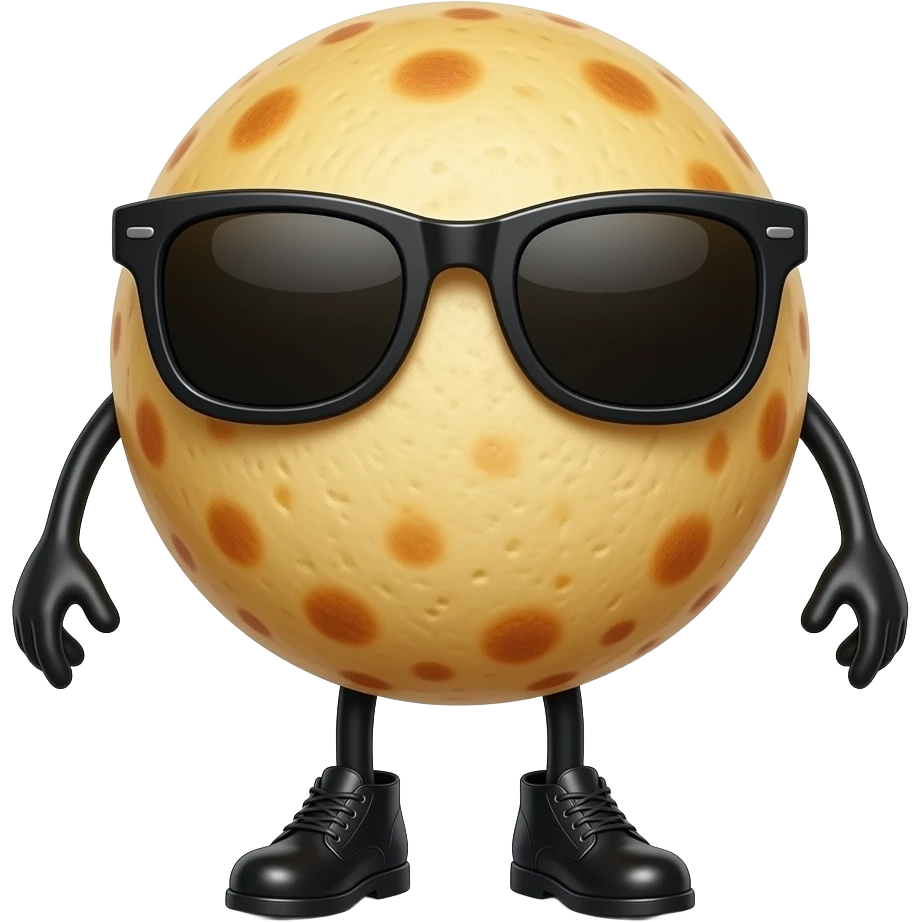 Quiero 1 arepa redondel venezolana con lentes oscuros qué tenga brazos y piernas con zapatos de palitos negro emoji