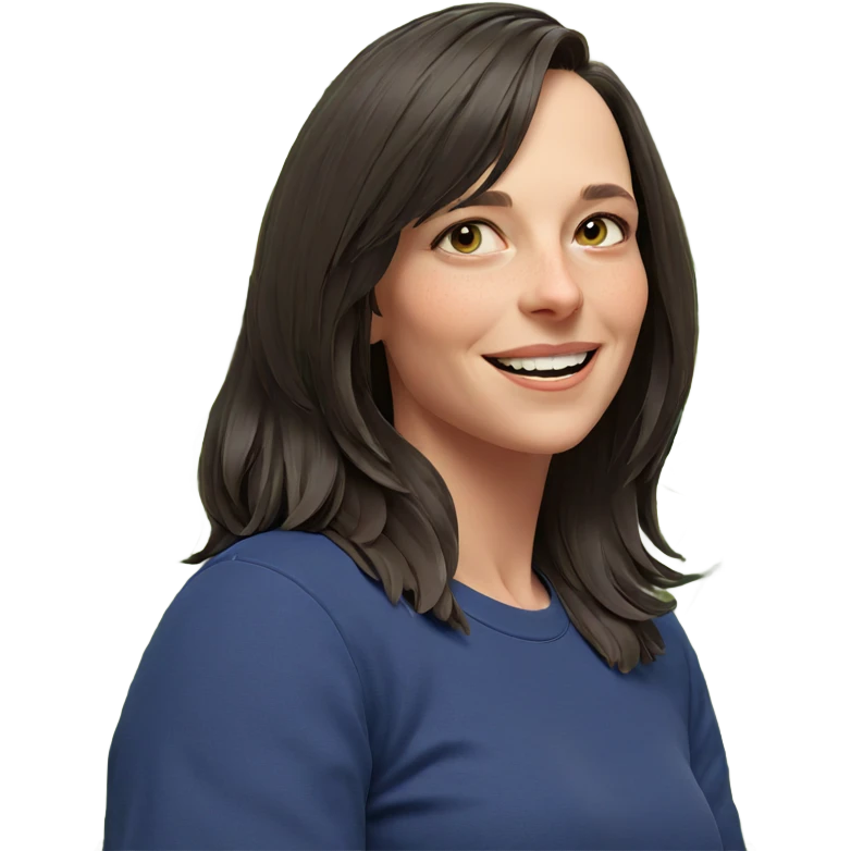 smiling girl with green plant emoji