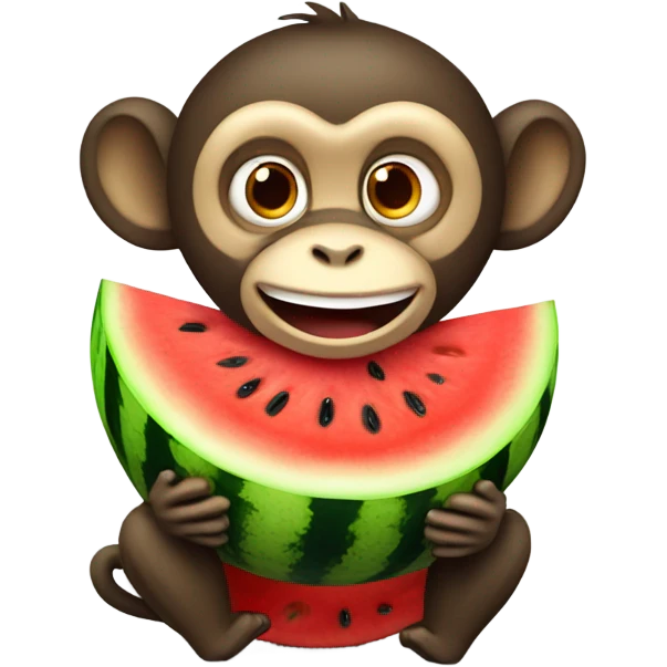 A monkey with watermelon emoji
