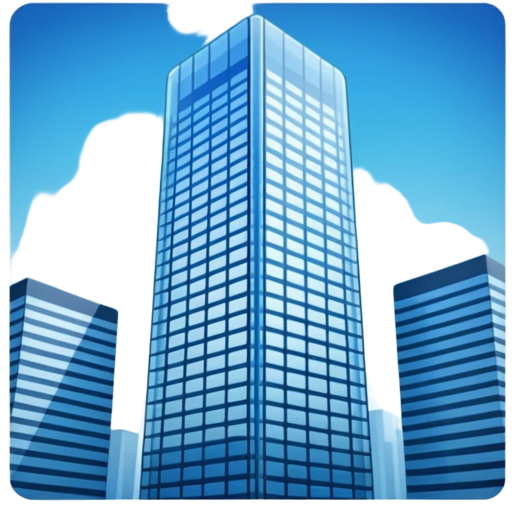 tall glass skyscraper, apple emoji style, company headquarters emoji