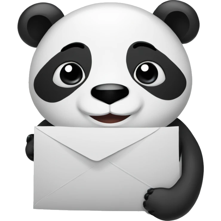 Panda smiling and holding notification letter emoji