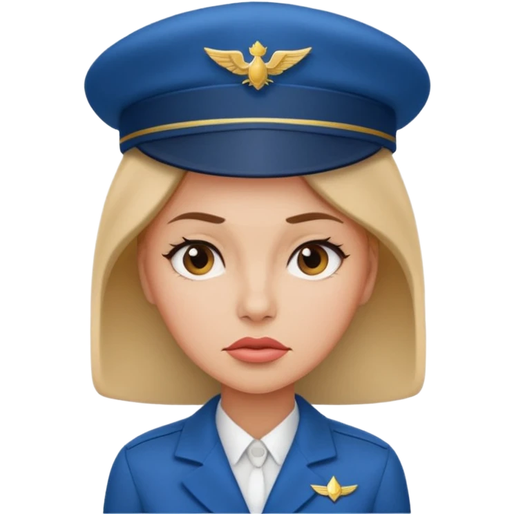 сгенерируй фото женщину с шапкой стюардессы и злая emoji