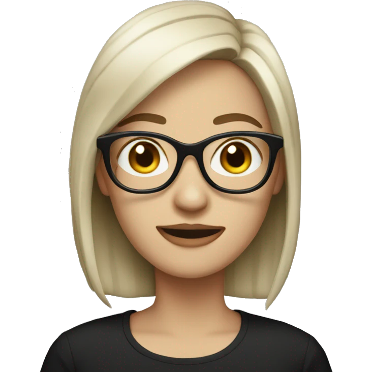 white skin woman in glasses and black shirt emoji