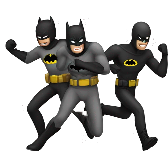 Batman fighting three robbers emoji