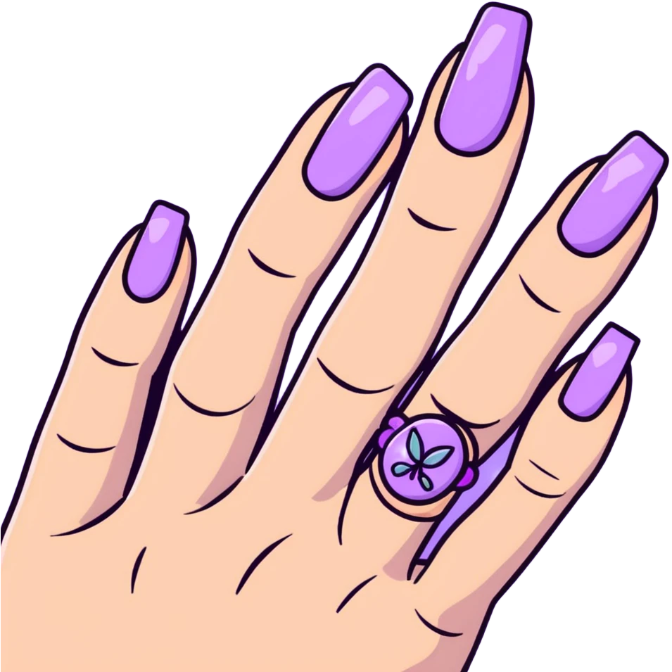 lilac pastel manicure with nail art designs emoji