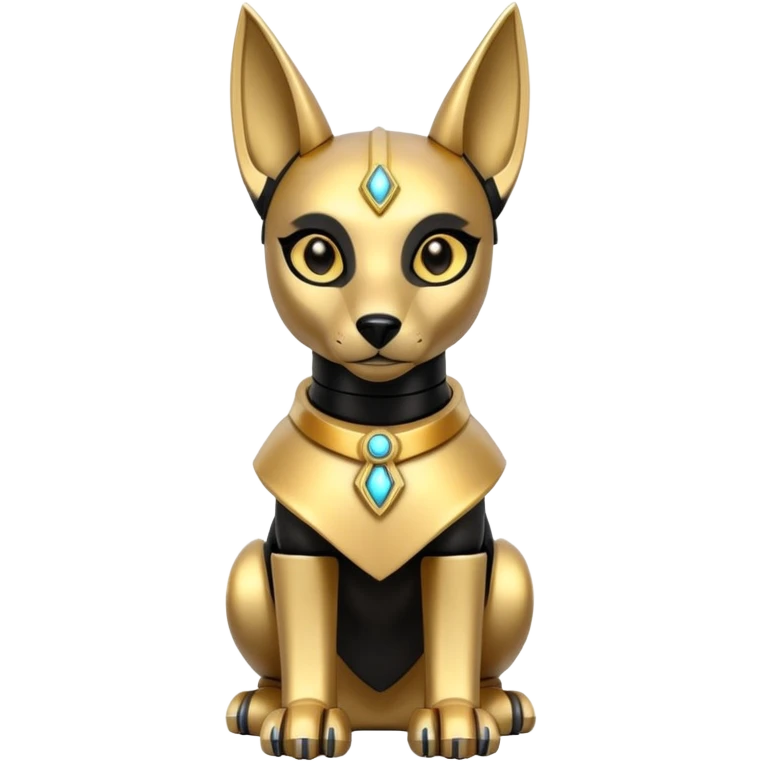  Short-eared Black fur gold robot beautiful female anubis puppy statue posed  emoji