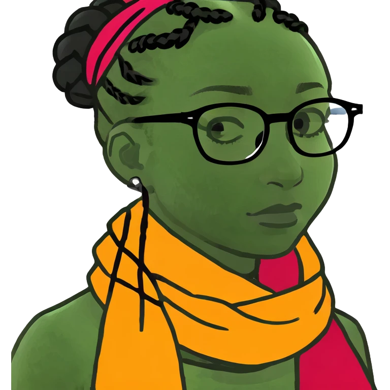 Sad black lady braids glasses  emoji