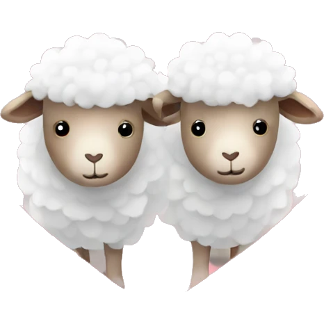 Two sheeps in love with hearts  emoji