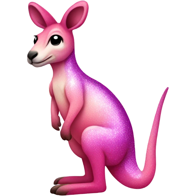 Pink ombre full-body kangaroo with glitter emoji