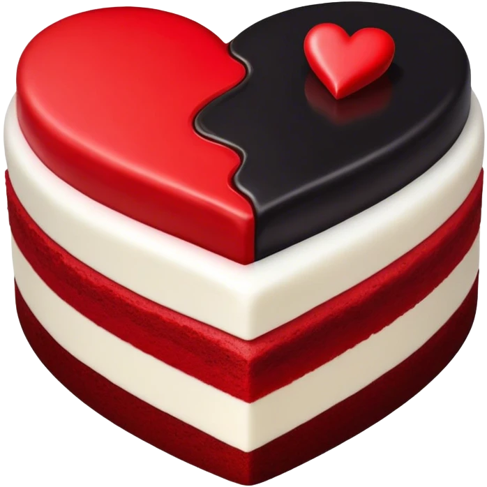 Half black half red heart cake emoji