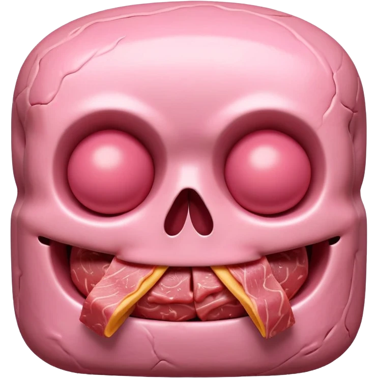 kawaii skull EMOJI made of SPAM MEAT emoji