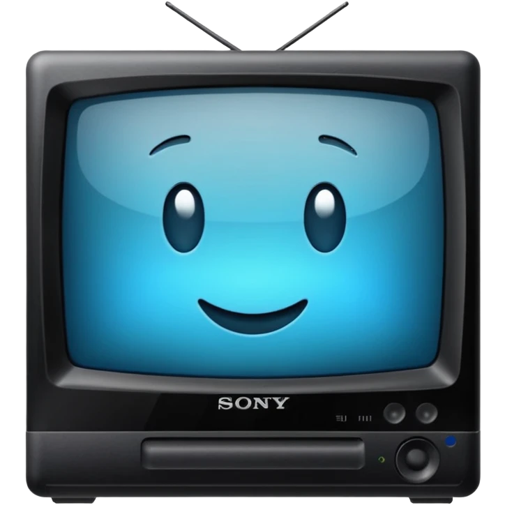 старый черный телевизор Sony с ярко зеленым пиксельным экраном  emoji
