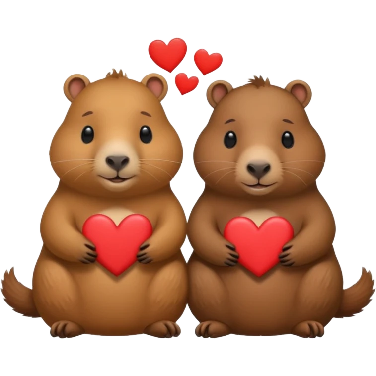 Capibaras amorosos con corazones emoji