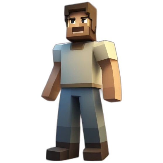 Steve from Minecraft standing on top of a big mountain that looks like the poup emoji emoji