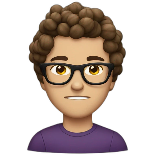 brown haired young, angry and hertless men with glasses, throwing grapes emoji