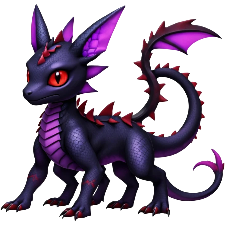 Gothic Edgy Badass Gloomy Cute Dark Guilmon-Salandit-Umbreon-Fakémon-hybrid-creature (full body)  emoji